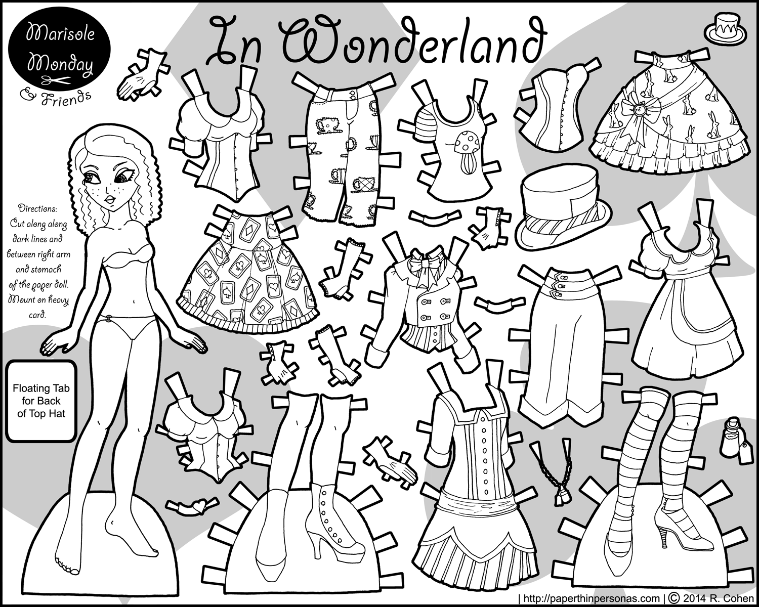 Margot in Wonderland… Printable Paper Doll to Color - Paper Thin
