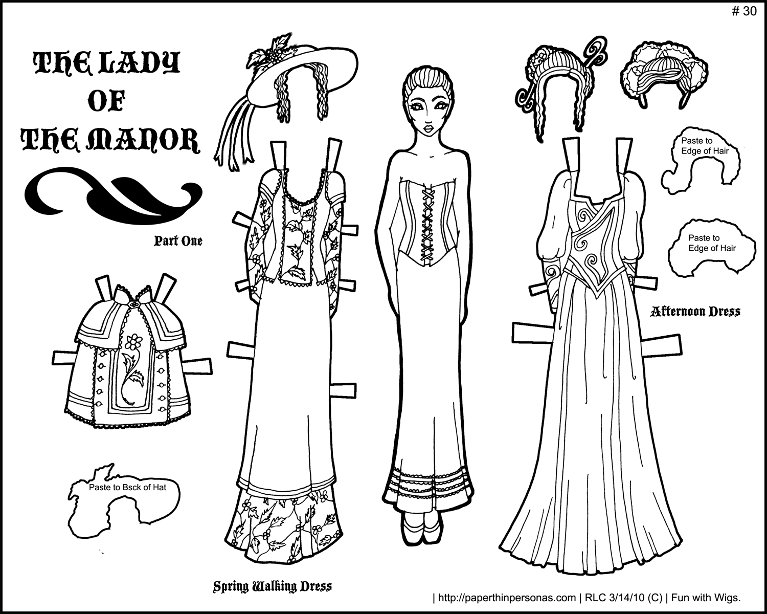 lady-of-the-manor-black-and-white-printable-paper-doll-paper-thin-personas