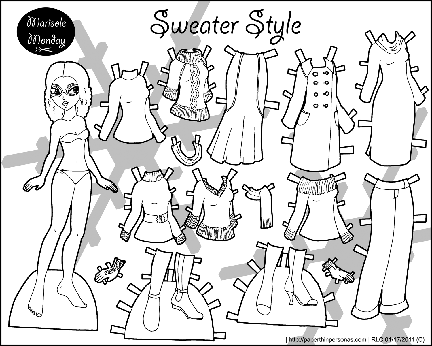 Black and White Marisole Monday Paper Dolls Today!Paper 