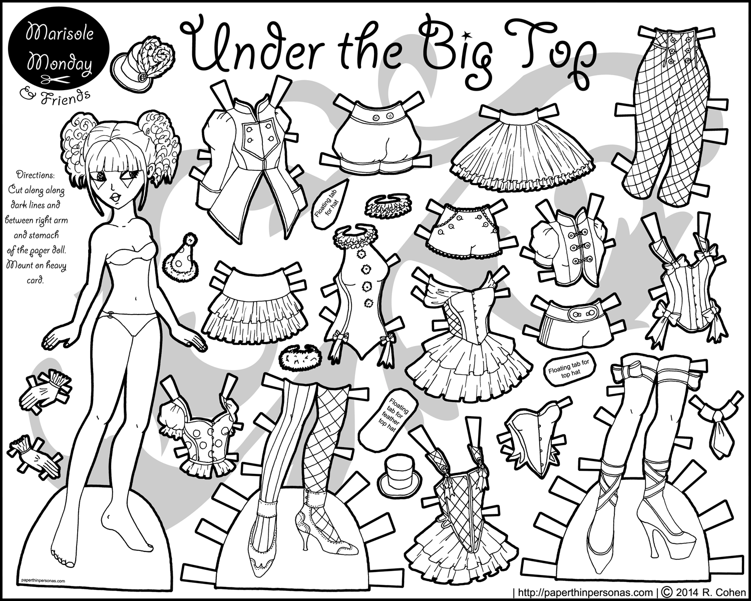 Circus Paper Doll for Coloring • Paper Thin Personas