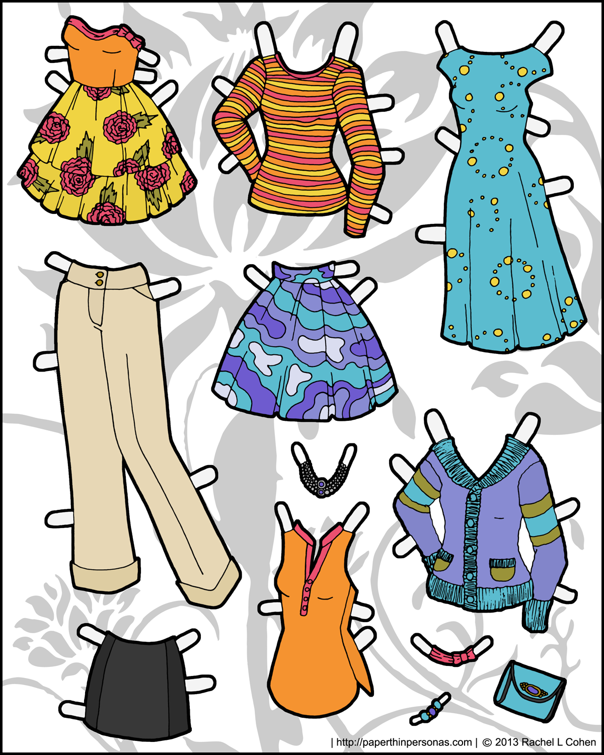 Playing with Pattern on Ms. Mannequin Paper Doll Clothes Paper Thin Personas