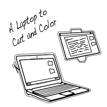 Black and White Laptop to Clip and Color