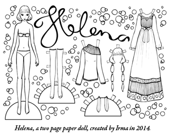 A paper doll page drawn by Irma
