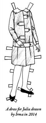 A paper doll page drawn by Irma