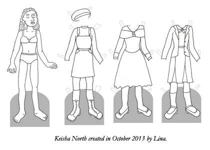 A paper doll page drawn by Lina