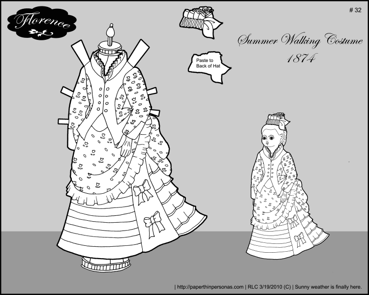 A spring walking dress for Florence, my paper doll from the 1870s.