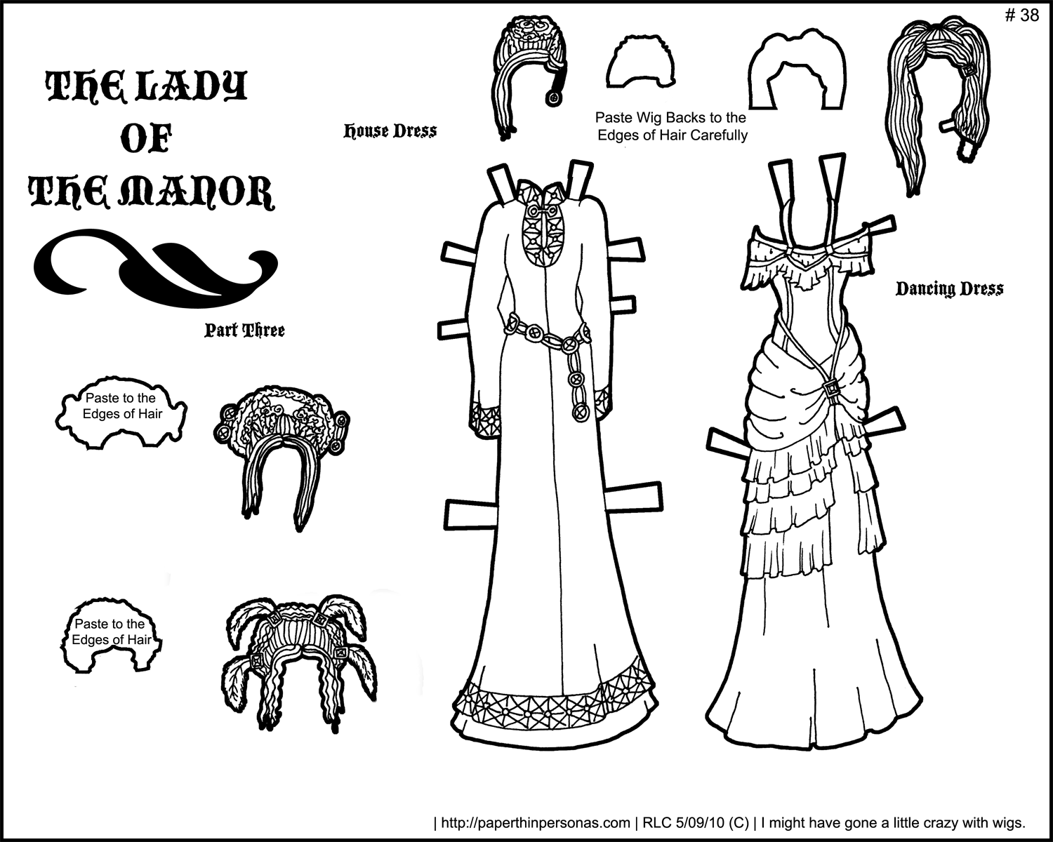 Lady of the Manor- Black and White Printable Paper Doll