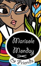 Logo image for Marisole Monday & Friend Series. Printable paper doll with glasses and a gardening theme. 