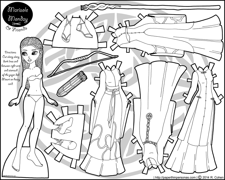 monica-elf-fantasy-paper-doll-black-white