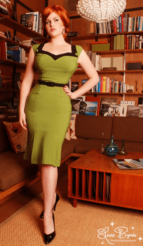 pinup-redhead-olive-dress