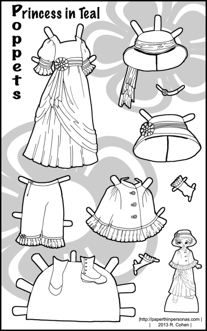 poppet-princess-in-teal-bw