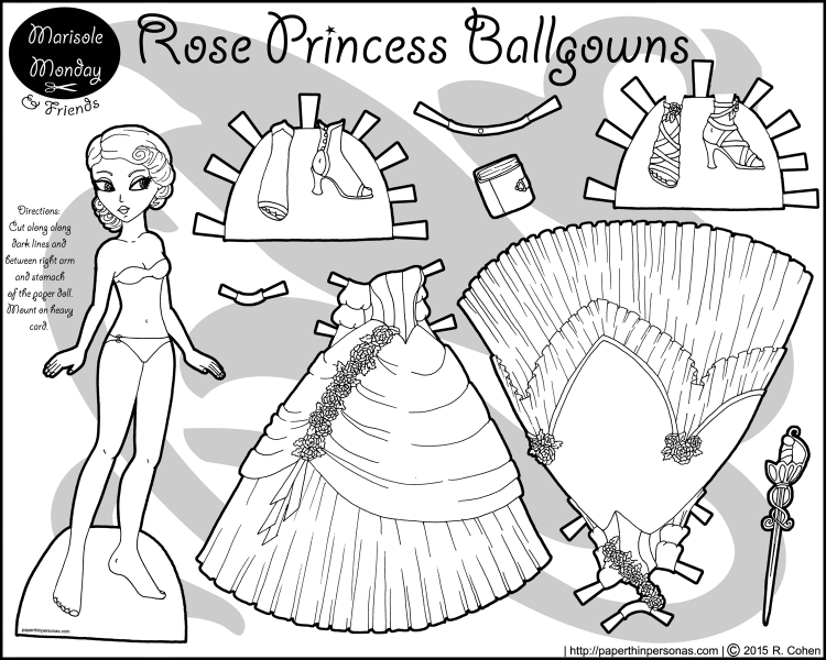 rose-princess-paper-dolls-bw