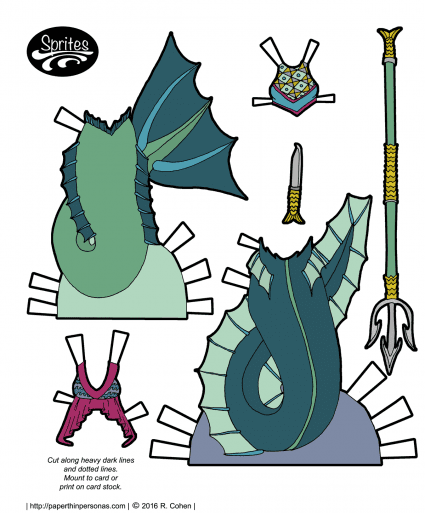 Paper doll mermaids get some wonderful paper tails! Free to print for the Sprites paper doll series from paperthinpersonas.com.