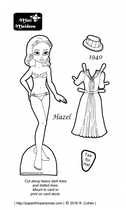 Hazel- a paper doll and her 1940s afternoon dress. She's the first in a series for 1940s paper dolls.