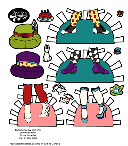 Hat and shoes for Alice and the Mad Hatter paper dolls! Plus lots of tea accessories. 