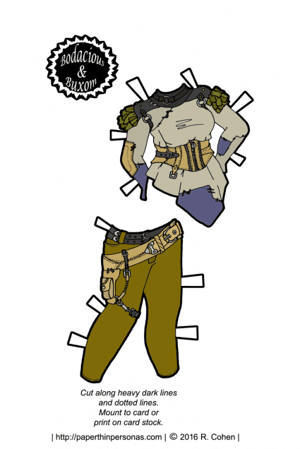 A post-apocalyptic set of paper doll fashions