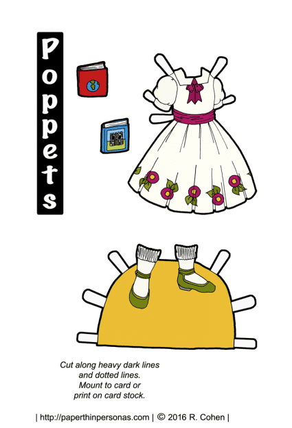 A beautiful vintage inspired paper doll dress with a floral border. Heavily inspired by paper dolls like Betsy McCall. Free to print in color or black and white.