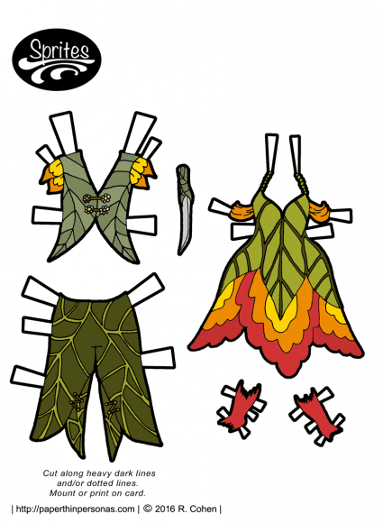 Fairy paper doll clothing for both boy and girl paper dolls. Free to print form paperthinpersonas.com.