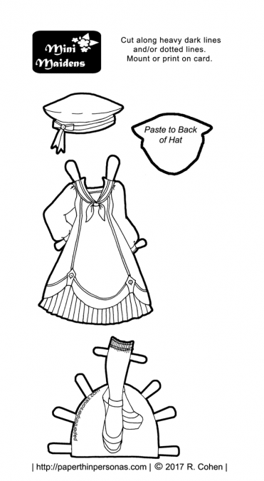A sailor Lolita outfit for the Mini-Maiden printable paper doll series. Free to print from paperthinpersonas.com.