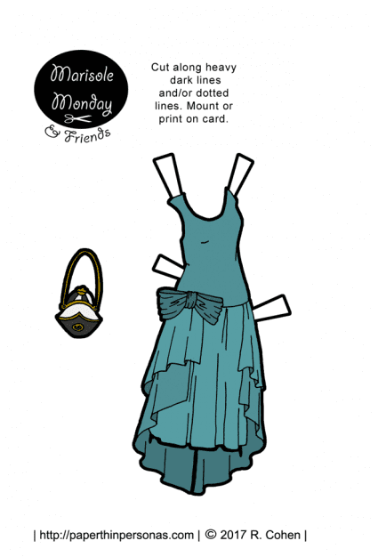 A 1920s party dress based on a French design from 1929 for the Marisole Monday and friends paper doll series. One of hundreds of paper doll designs from paperthinpersonas.com.