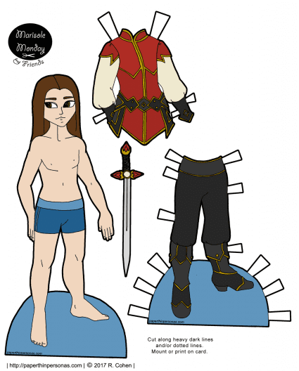 A male fantasy warrior king paper doll in color or black and white. Your pick.