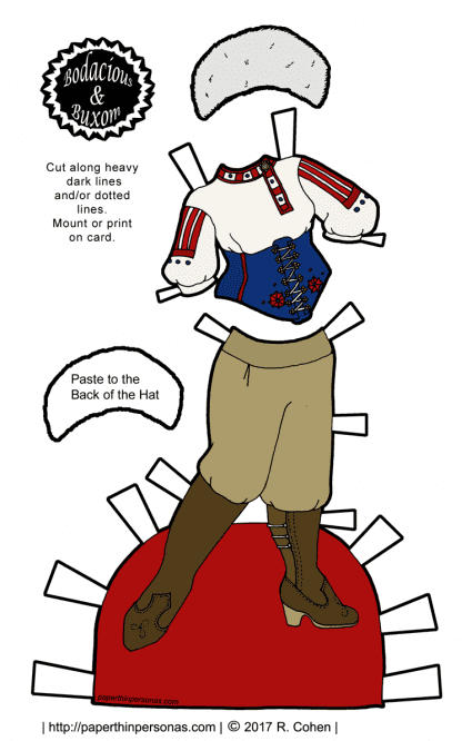 A set of fantasy paper doll clothing inspired by traditional Russian clothing from paperthinpersonas.com. One of hundreds of free printable paper doll designs.