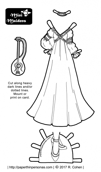 A romantic fantasy gown for the Mini-Maiden paper doll series.