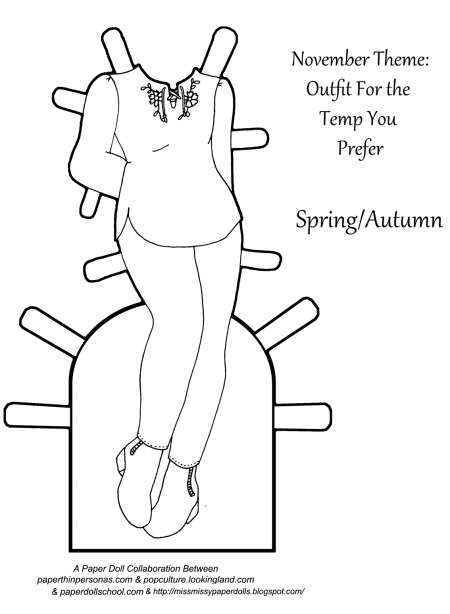 A printable paper doll coloring page from paperthinpersonas.com.