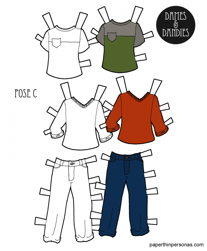 Guy Paper Doll Clothing: Jeans and T-Shirts to Print for Free