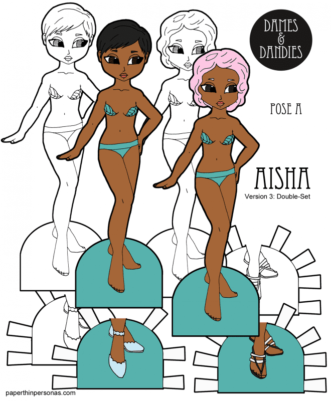 A pair of paper dolls to print from paperthinpersonas.com. Free to print in black and white or in color. 