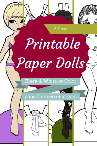 Dozens of different paper dolls to print in color or black and white from paperthinpersonas.com. Historical, Fantasy, or Contemporary, there's all sorts of designs and styles.