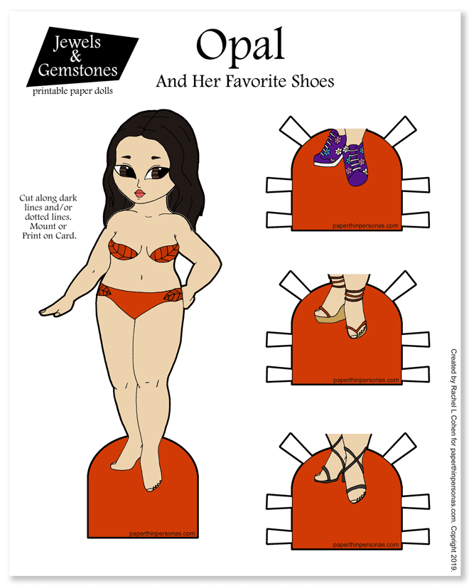 A beautiful curvy Asian paper doll with her shoes. Print her in color or in black and white as a coloring page. Unplugged fun for kids!