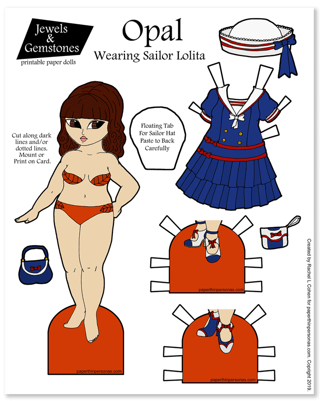 Today's paper doll is a foray into sailor Lolita fashion which is a Japanese street style based on Victorian children's clothing.