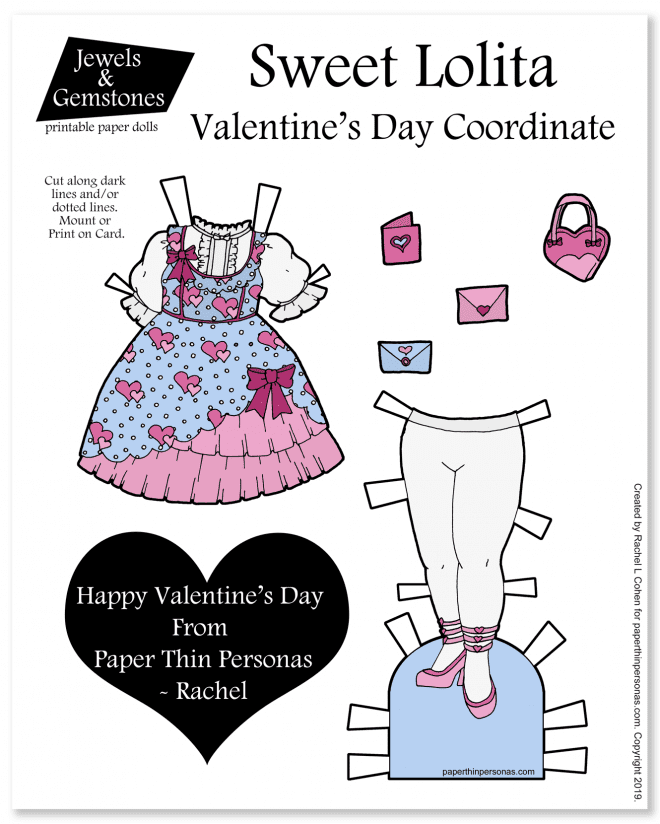 A Valentine's Day inspired Lolita paper doll outfit. 