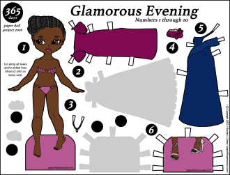 The first paper doll set of my 365 paper doll project featuring elegant evening gowns. 