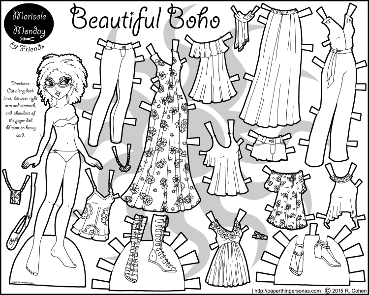 beautiful-boho-contemporary-paper-doll-bw