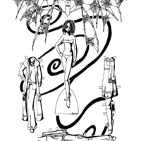 Fantasy fairy printable paper doll coloring page for kids