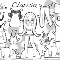 Paper doll with curls as a printable paper doll coloring page for kids