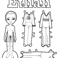 printable paper doll coloring page for boys