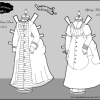 Houses dresses for Florence, my paper doll of an 1870s French fashion doll.