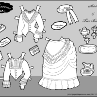 A set of skirts and bodices for the 1870s paper doll Florence.