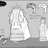A promenade dress for Florence, a paper doll from the 1870s.