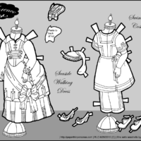 A seaside walking dress and a swimming costume for Florence, a Victorian paper doll.