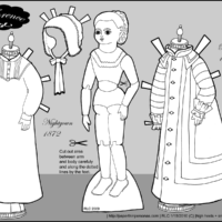 Florence, a paper doll of a jointed Victorian fashion doll from the 1870s.