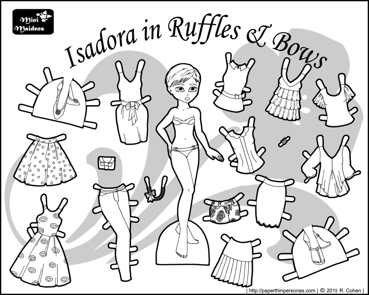 Celebrating the girly girl in all of us. Black and white paper doll with a 14 piece wardrobe.