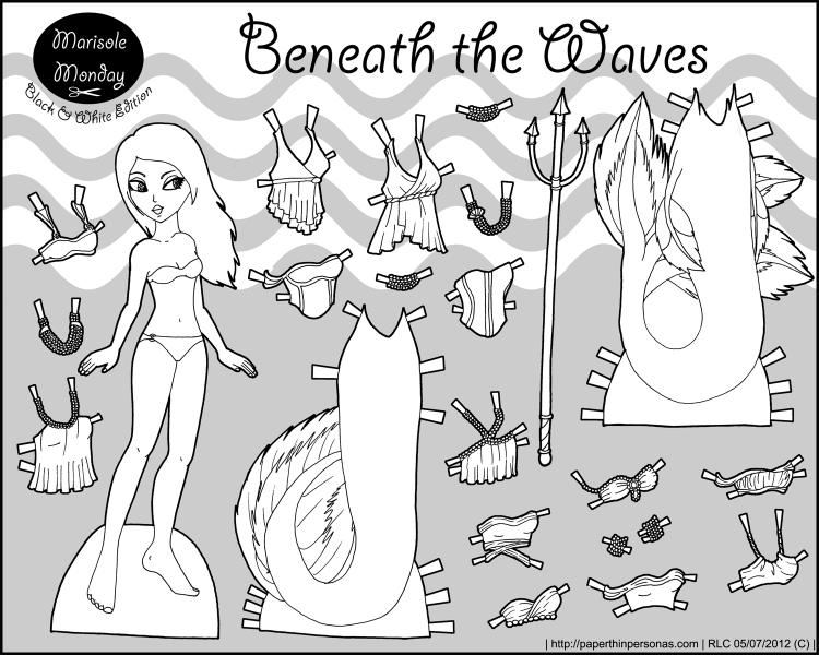 marisole-mermaid-black-white-paper-doll
