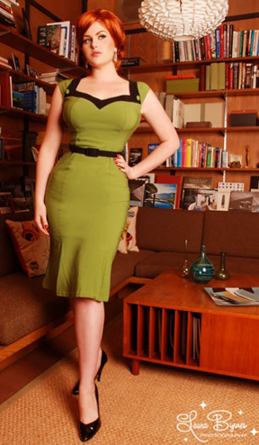 pinup-redhead-olive-dress
