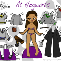 A Harry Potter inspired paper doll of a young Hogwarts Students with uniforms and accesories. Free from PaperThinPersonas.com