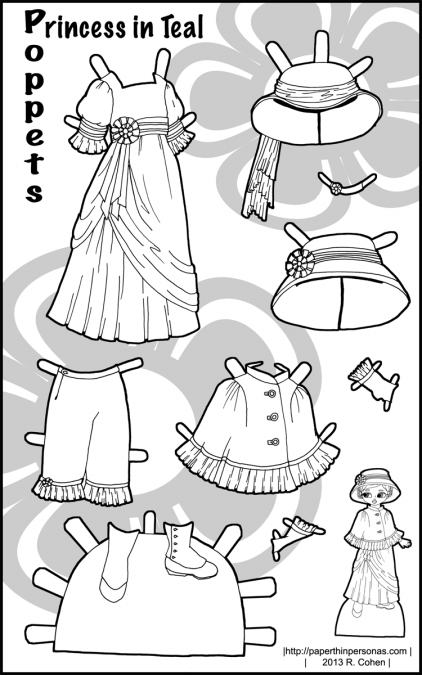 poppet-princess-in-teal-bw