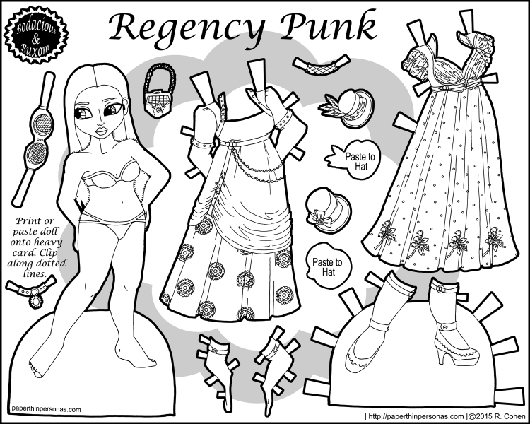 egency Punk: a paper doll inspired by combining steampunk and regency dress elements